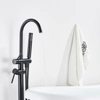 rozin black floor standing bathtub faucet 7 colors free standing bathroom shower faucet swivel spout cold hot water mixer tap