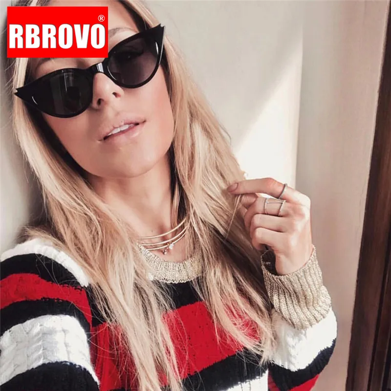 

RBROVO 2021 Vintage Cateye Sunglasses Women Candy Colors Luxury Plastic Sun Glasses Classic Shopping Oculos De Sol Gafas UV400