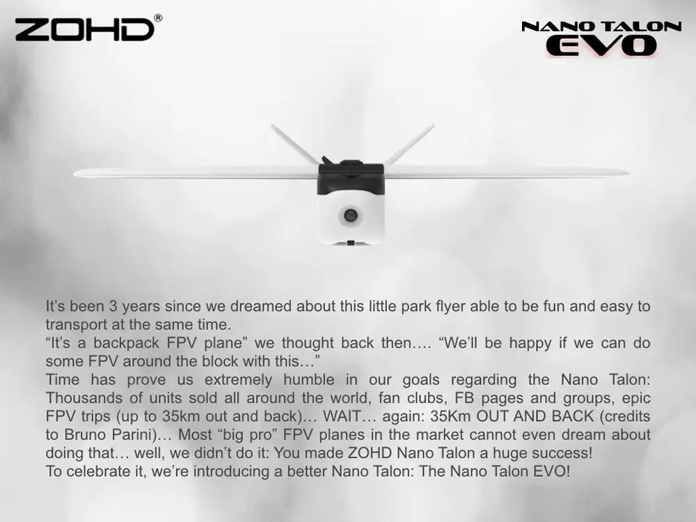 ZOHD Talon EVO 860 мм размах крыльев AIO V-Tail EPP FPV крыло RC самолет PNP/С FPV готов