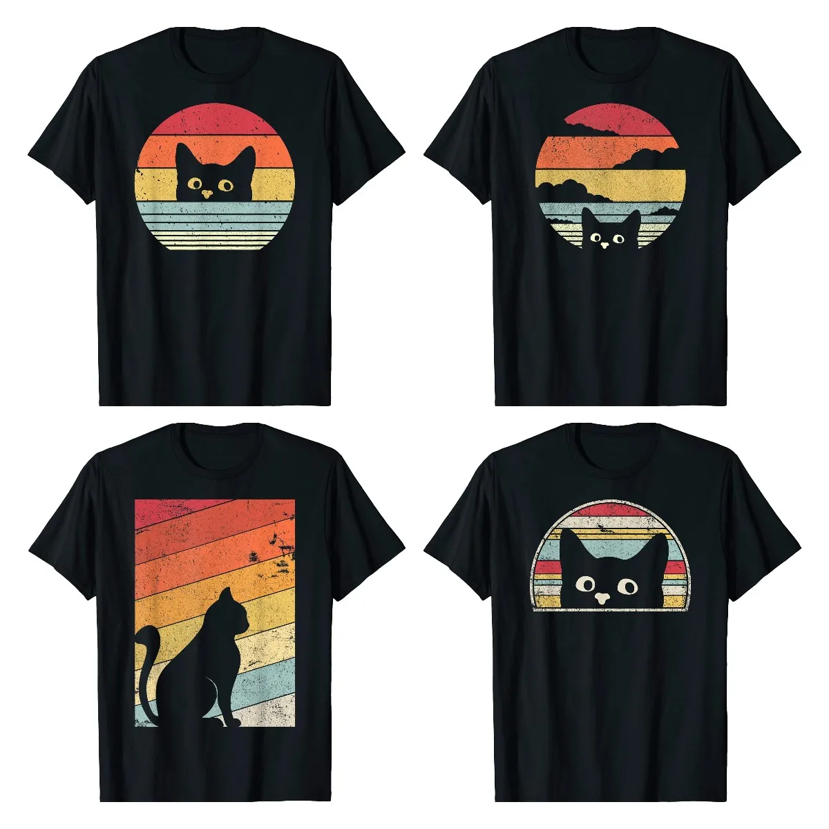 

Funny Cat Meme T-Shirt Retro Vintage Cat Lover Cat Mom Summer Men's cotton T-Shirt Humor Gift women TShirt Tops