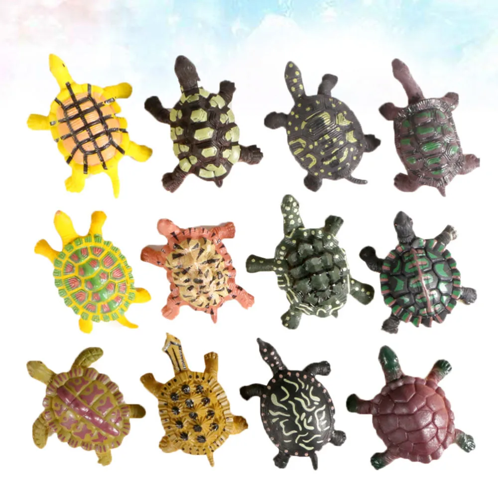 

12PCS/Set Artificial Turtle Model Simulation Wildlife Figurine Desktop Decoration Educational