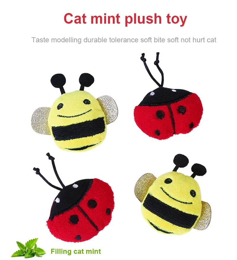 

Cat Mint Plush Toy Chew Interactive Toy Pet Cute Stuffed Insect Claw Funny Cat Mint Soft Teeth Cleaning Kitten Cats Products