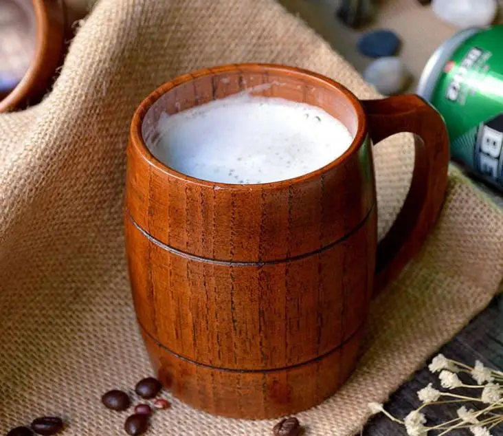 

Free Shipping 20pcs Heatproof Classical Wood Work Wooden Beer Tea Coffee Cup Mug Eco-friendly 400ml for Gatherings Party
