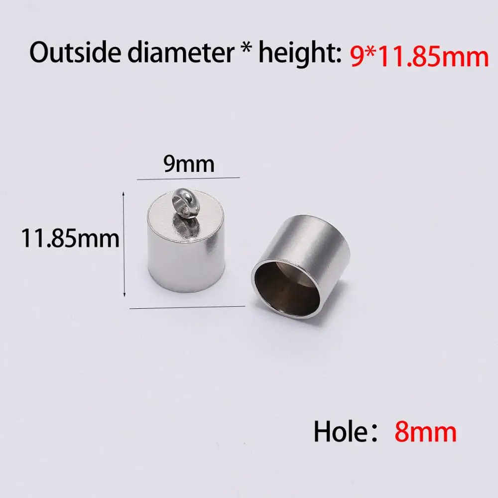10 шт./партия нержавеющая сталь кисточка кожаный шнур торцевой обжим колпачок s