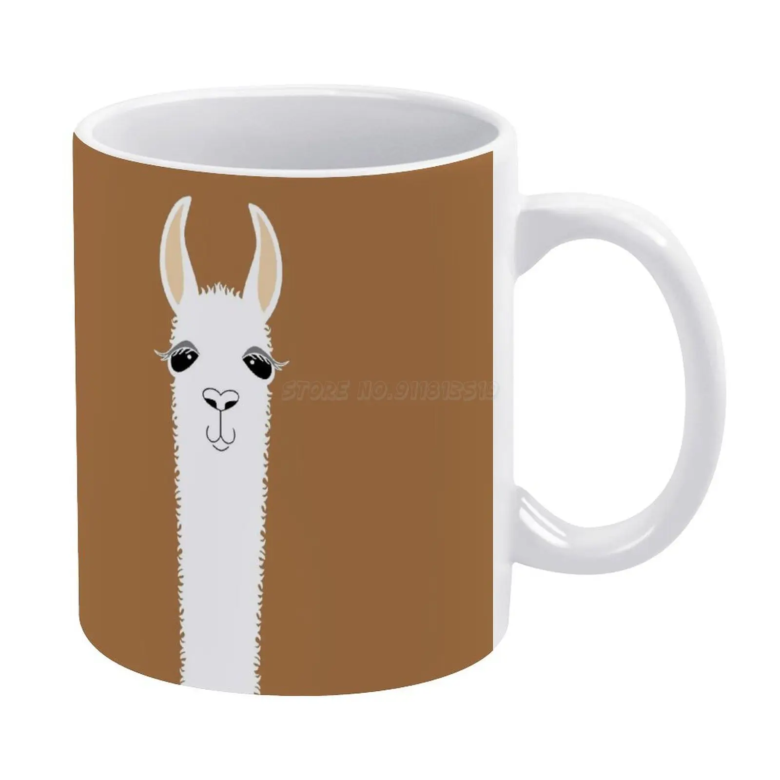 Белая кружка с ламой #9 белая керамическая чайная чашка подарок на день рождения