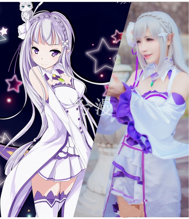 Парик для косплея из аниме Re:Zero kara Hajimeru Isekai Seikatsu re:Life In A Different World From Zero Emilia |