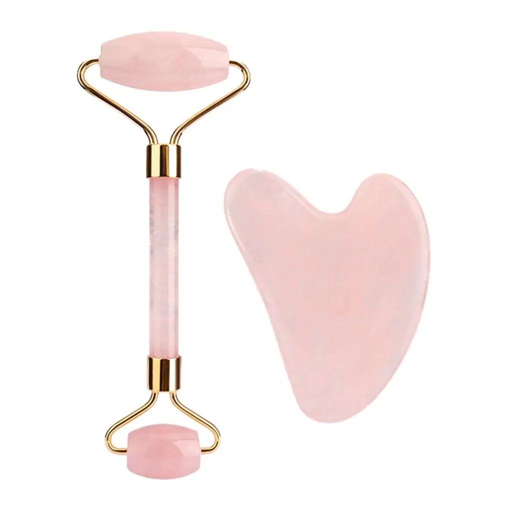 

2Pcs Jade Massagers For Face Body Gua Sha Scraper Beauty Facial Roller Set Natural Gouache Stone Massage Slimming Skin Care Lift