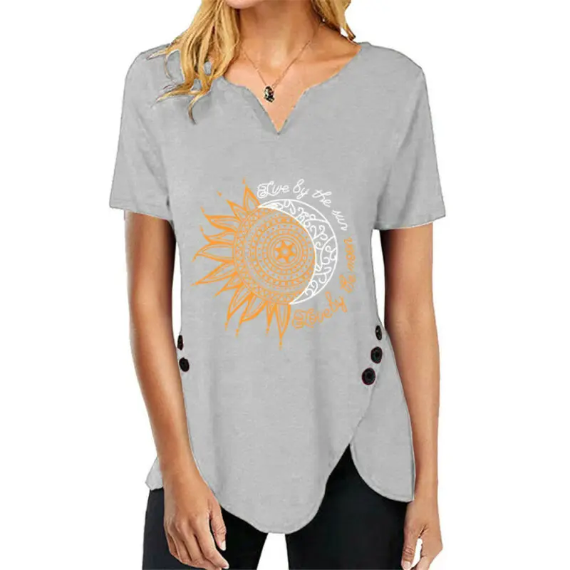 

Women Summer V-neck Short Sleeve T Shirts Loose Casual Blouse Tops Tee Plus Size