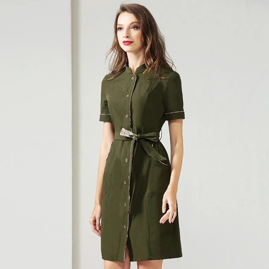 Распродажа со скидкой весеннее и осеннее платье для женщин Vestido размера плюс для женщин высокого качества - Цвет: Dark green 016