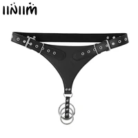 iiniim mens gay pu leather harness sissy gay panties lingerie underwear underpants buckle penis o ring crotchless briefs thong