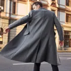 Осенне-зимняя однотонная ветровка, новинка 2020, Мужское пальто в британском стиле, модный длинный Тренч, пальто с лацканами, деловое пальто #3