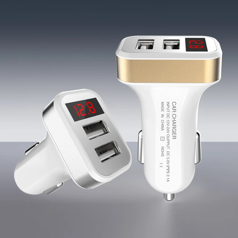 2 зарядных порта USB для автомобиля Зарядное устройство 5V 2.1A с светодиодный Экран