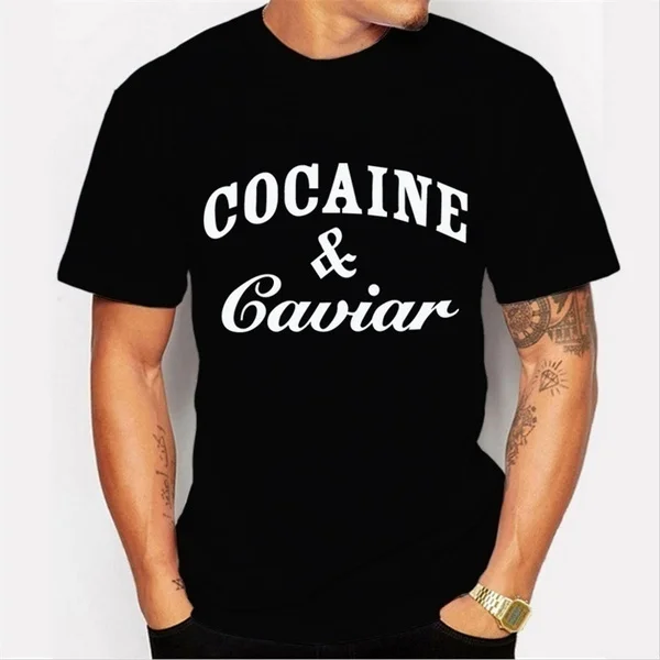 

COCAIN AND CAVIAR Black Men T Shirt Summer Casual Fashion O-neck T-shirt