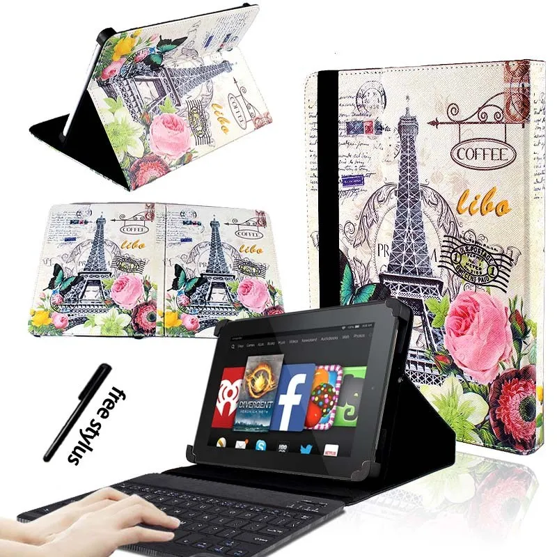 KK&LL для Amazon Fire HD 8(6th/7th/8th Gen, выпуск)-кожаный чехол-книжка для планшета+ bluetooth-клавиатура