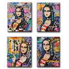 Поп-уличное искусство Граффити Мона Лиза Картина на холсте настенные художественные Плакаты для гостиной дома Настенный декор