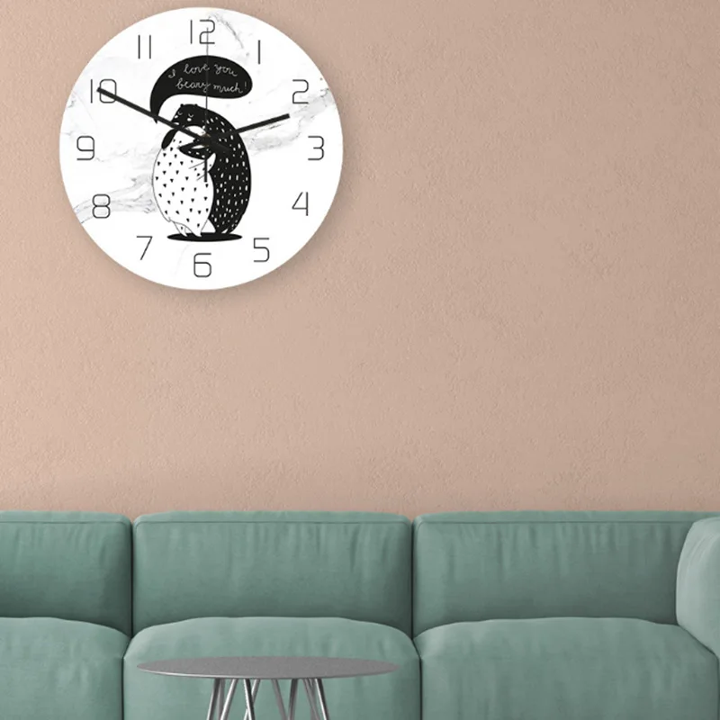 Милые дневные часы 12 дюймов Мультяшные для детской комнаты настенные бесшумный
