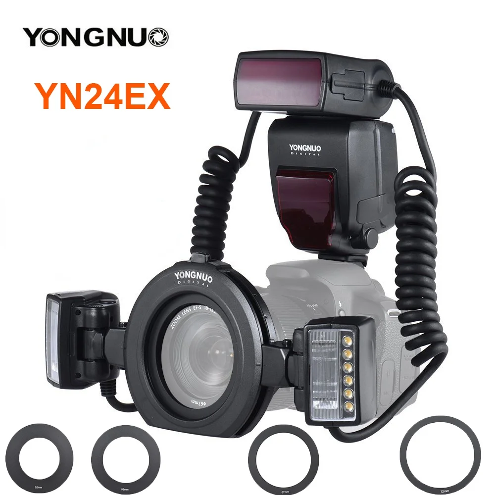 

YONGNUO YN24EX YN24 EX Macro Ring Flash E-TTL Flash Speedlite with 2pcs Flash Heads 4pcs Adapter Rings for Canon EOS Cameras 5D3