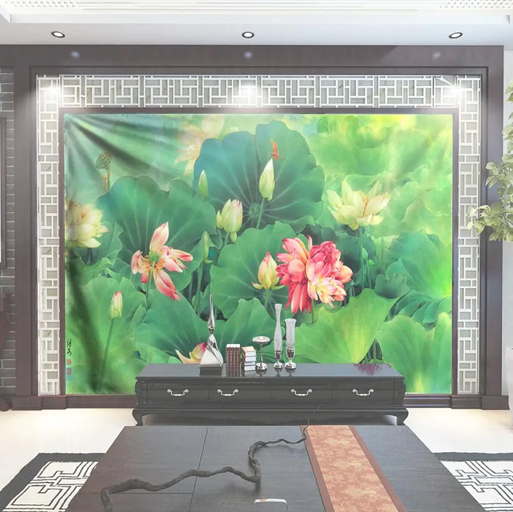 Акварельный Лотос арт гобелен в стиле бохо украшения дома Декор хиппи настенный