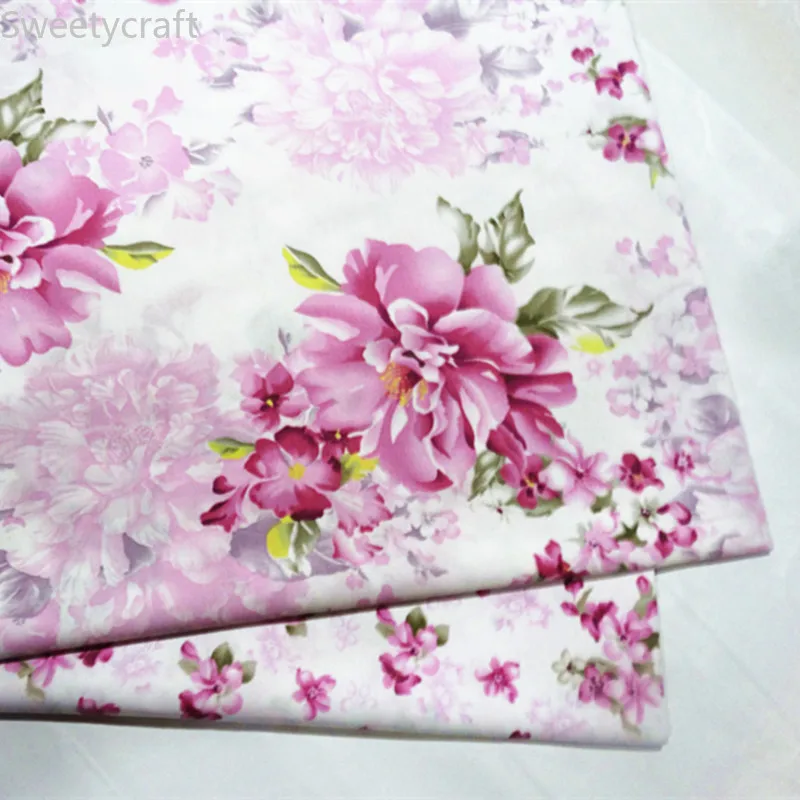 

160cm X10M Peony Print Cotton Twill Fabric by meter for DIY Sewing Quilting Patchwork Baby Bag Bed Sheet Dress Handmade Material