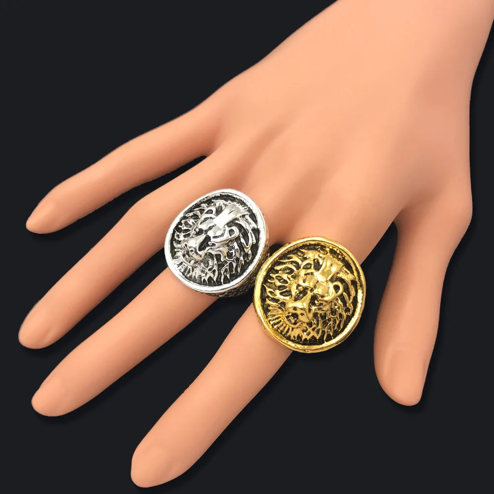 

Vintage Gold Color Lion Head Ring Motorcycle Party Punk Animal Ring Hip Hop Jewelry for Men Women Accessories Gift
