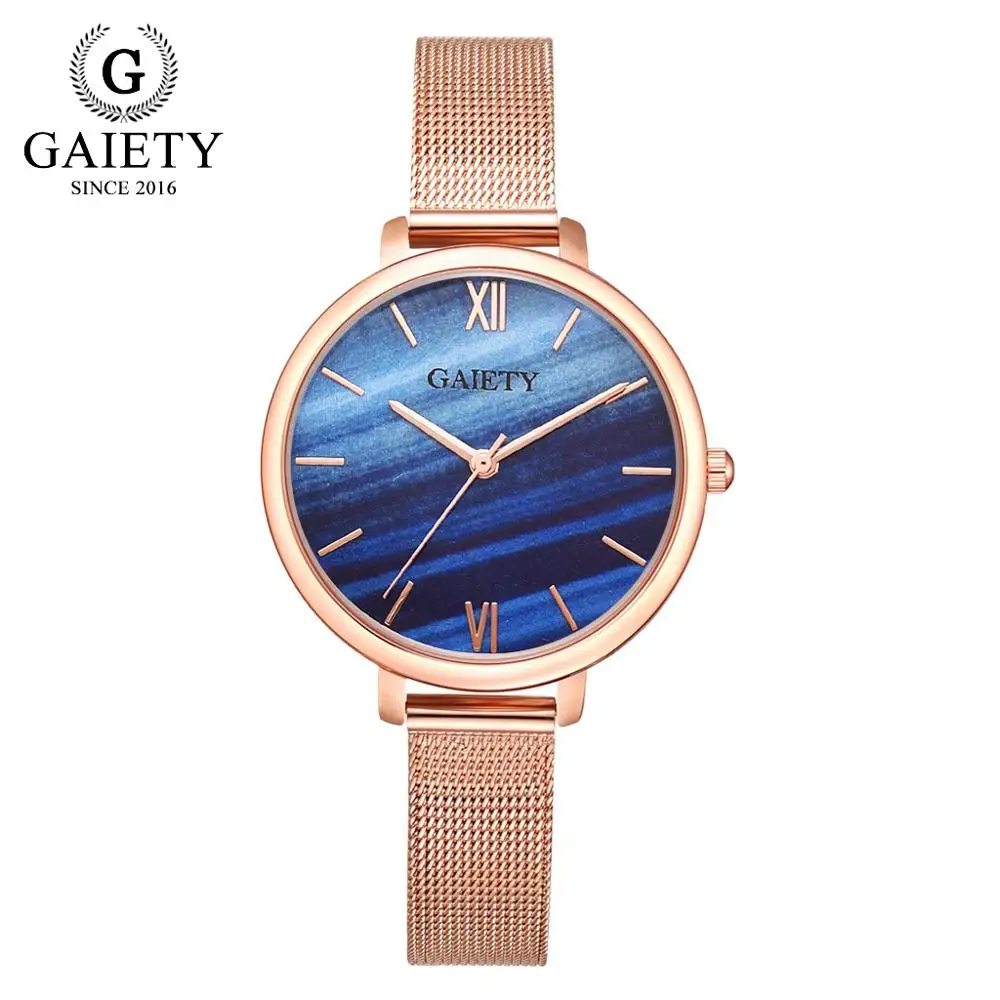 1PCS Blue Watch Роскошные женские часы Gaiety, комплект из 2 предметов, розовое золото, часы-браслет, ювелирные изделия для девушек, женские часы, повседневные кварцевые наручные часы - Цвет: 1PCS Blue Watch