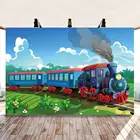 Фотофоны поезд ребенок мультфильм город трава вечерние обои рисунок фотография Фон фотография Реквизит винил