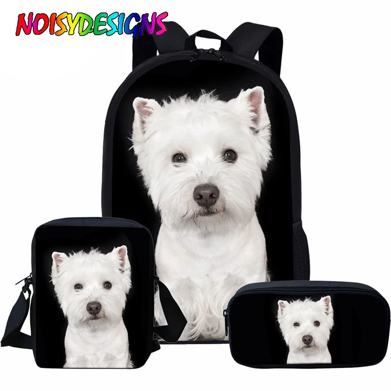 Комплект детских рюкзаков с принтом милой собаки West Highland Terrier | Багаж и сумки