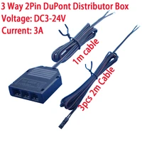 dupont distributor box black color 2pin 3456810 way 2pin splitter box with 2m black cables for single color leds