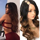 Волнистые бразильские U-образные парики Remy из человеческих волос для черных женщин, светлые парики с эффектом омбре среднейлевойправой U-образной формы, предварительно выщипанные