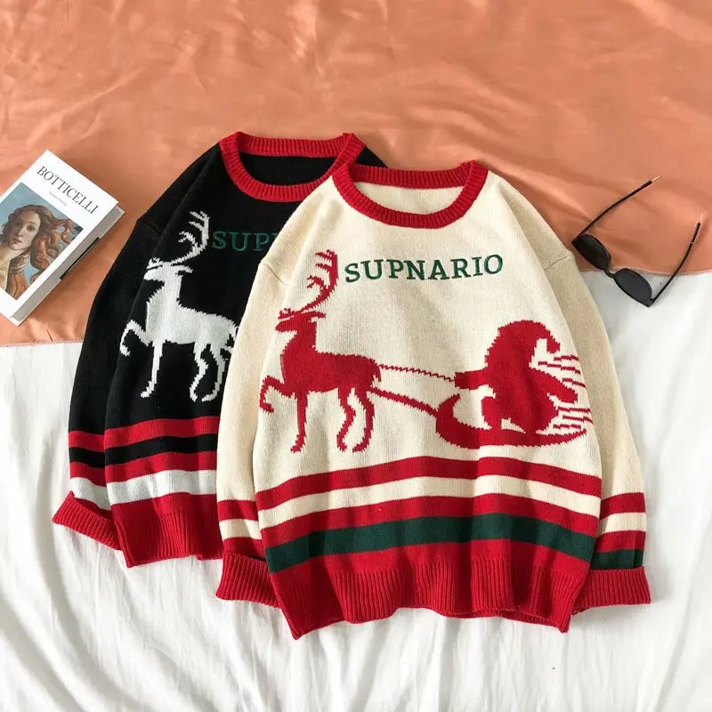 

2021 Spring Autumn Sweater Men's New Year Korean Style Loose Lazy Top Wearing Hedging Salt Gentle Wind Knit XXL