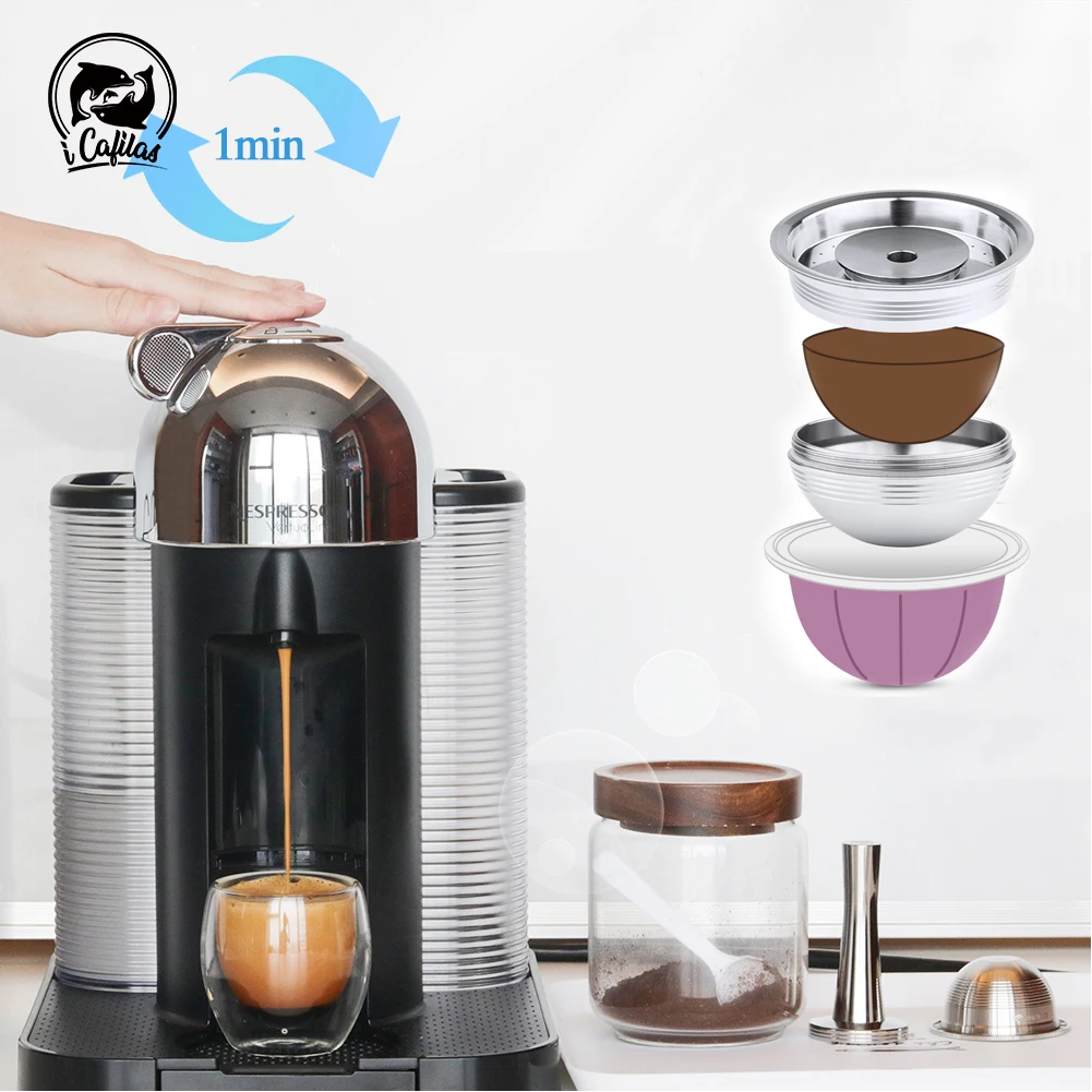 

Фильтры для кофе icafilas для Nespresso Vertuoline GCA1 & Delonghi ENV135 из нержавеющей стали многоразовые капсулы для кофе