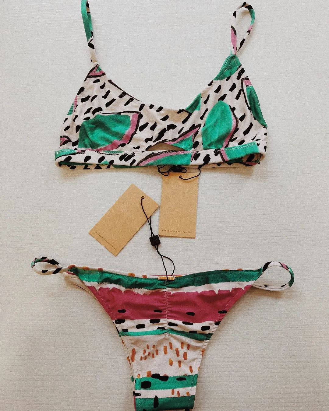 Лидер продаж Женский раздельный купальник бикини с принтом арбуза купальный