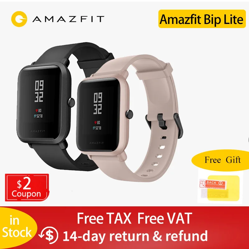 В наличии глобальная версия Amazfit Bip Lite Смарт часы 45 дней Срок службы батареи 3ATM