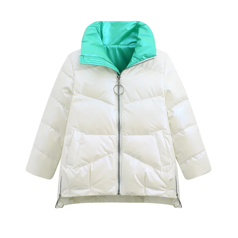 Зимняя детская стеганая куртка для девочек Теплая хлопковая с высоким