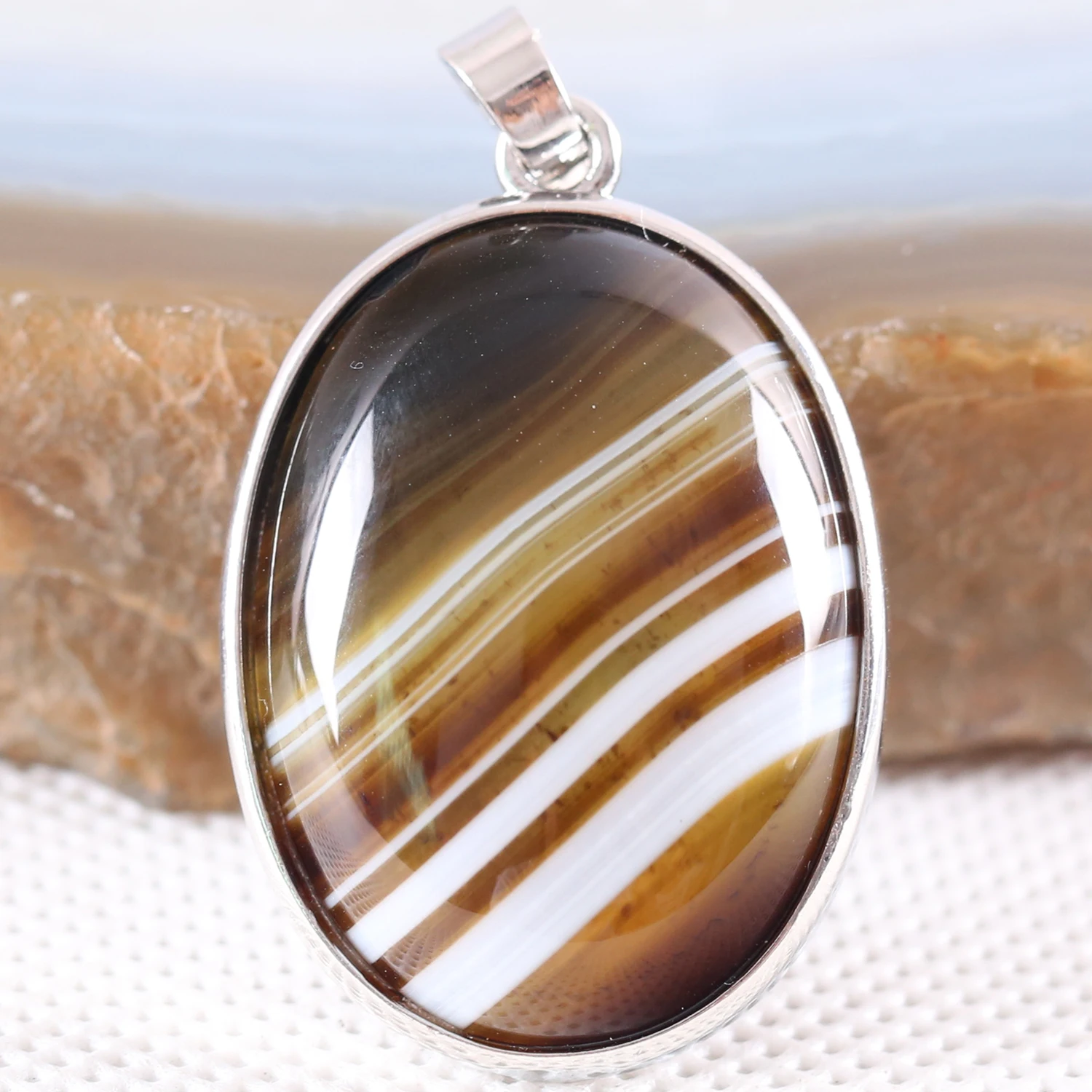 1 шт. натуральный овальный камень кабины бусина кабошон коричневый Veins Onyx