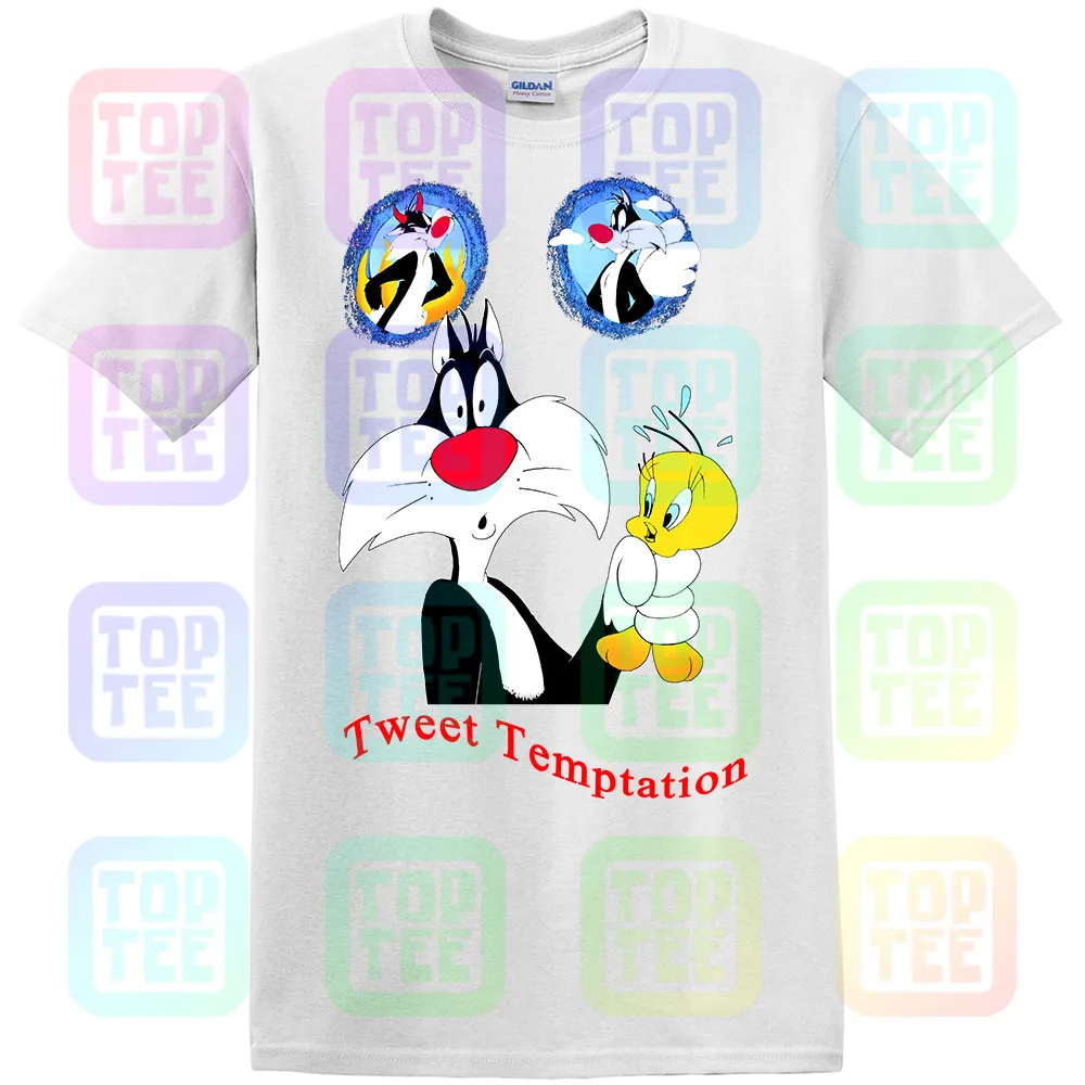 Винтаж Looney ttes 1998 один размер подходит для большинства Сильвестр Твити птица рубашка черный