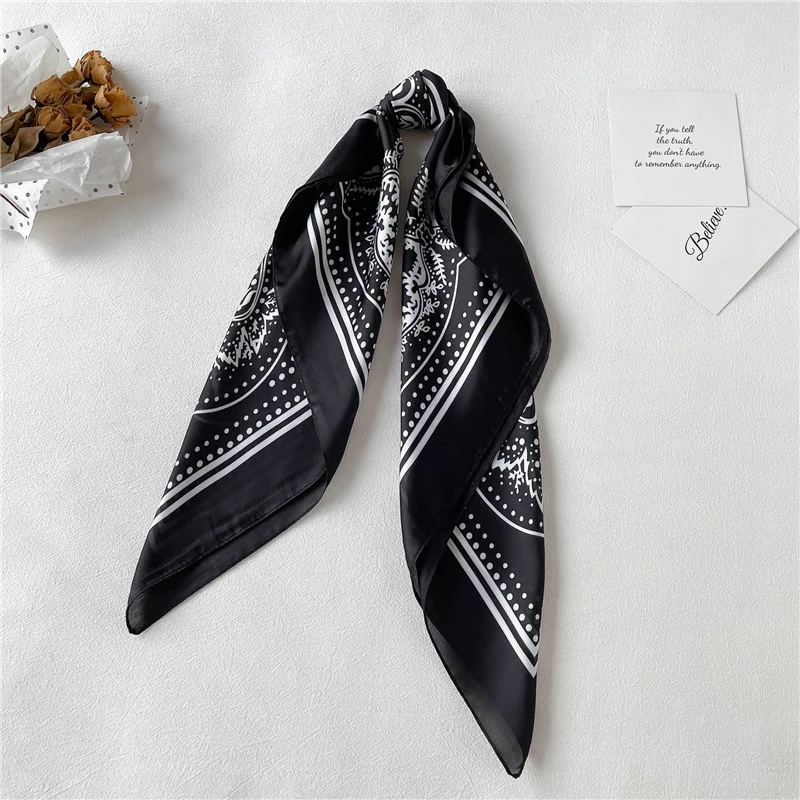 

2022 атласная шелковая шаль, квадратный шарф для женщин, повязка на голову, платок, хиджаб с принтом, головной платок, элегантный платок, Женск...