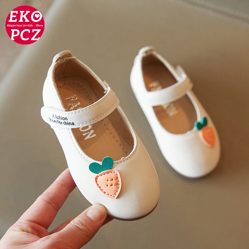 EKOPCZ Baby Toddler Shoes Girl Cute Carrot Princess Leather White Pink Soft Sole Kids Flat Mary Jane Children |