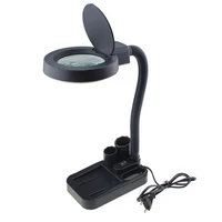 crafts glass lens led desk magnifier lamp light 5x 10x magnifying desktop loupe repairing tools with 40 led eu plug