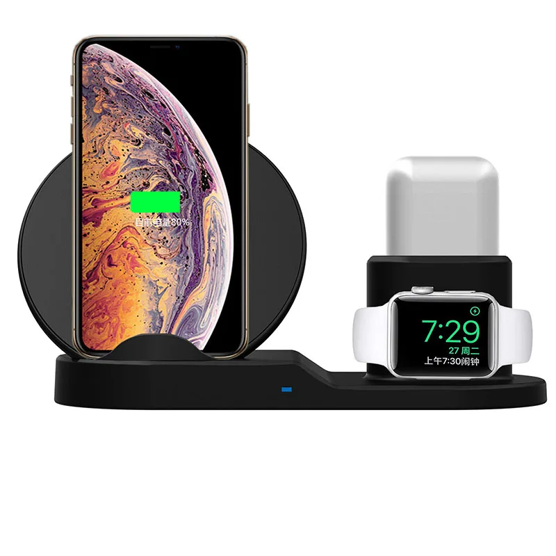 Беспроводное зарядное устройство Qi 3 в 1 для iPhone 11 Pro XR XS Max 8 Apple Watch 2 4 5 AirPods |