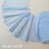 19cm wide elegant blue purple venise embroidered lace fringe trim ribbon curtains head scarf clothing home diy sewing decoration