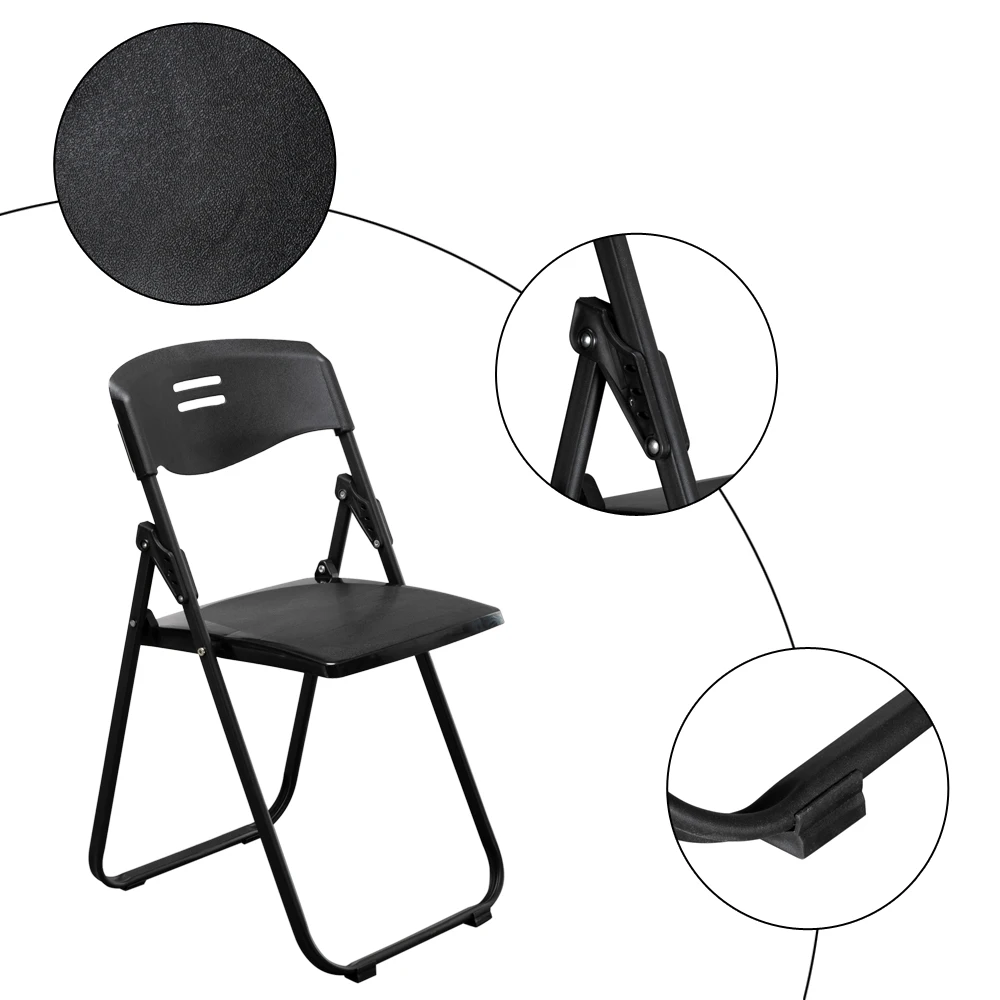 

5pcs Office Chairs Conference Chair Plastic Folding Chair Black