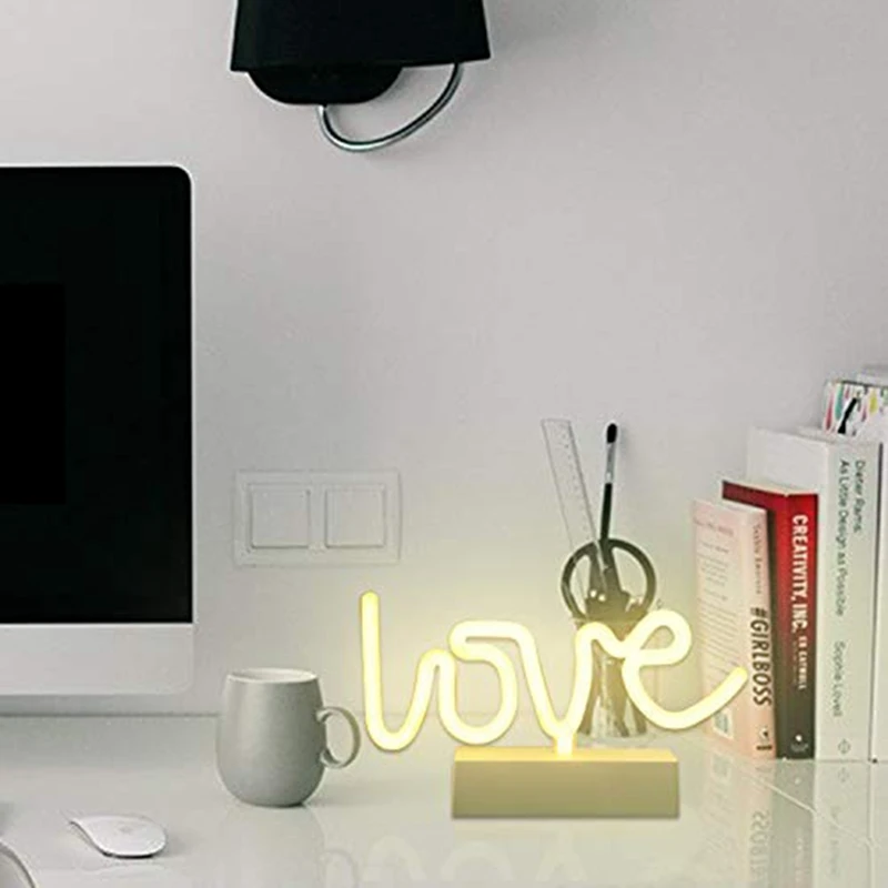 

Love Neon Sign,Battery Operated LED Neon Light Wall Decor for Party Home Lamp, Table Decoration Christmas Kids Gift