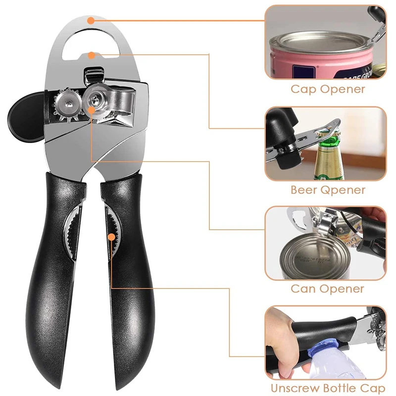 

Can Opener Manual Smooth Edge-Professional Design To Effortlessly Manual Stainless Steel Can Bottle Handheld Bottle Tin Opener