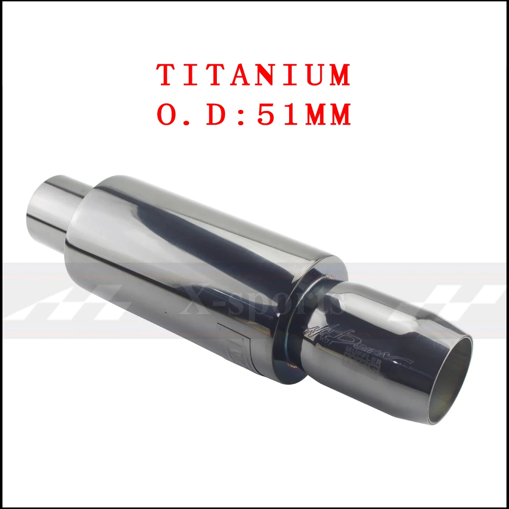 Titanium 51MM Выхлопные системы автомобиля наконечник глушителя выхлопной трубы Высокое качество Универсальный нержавеющая сталь 304 интерфейс: 51 57 63 мм экспорт: 76 мм глушители - Цвет: Titanium 51MM