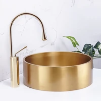 gold 304 stainless steel wash basin round above counter basin ktv wash basin hotel villa art basin bathroom sink bowl small size
