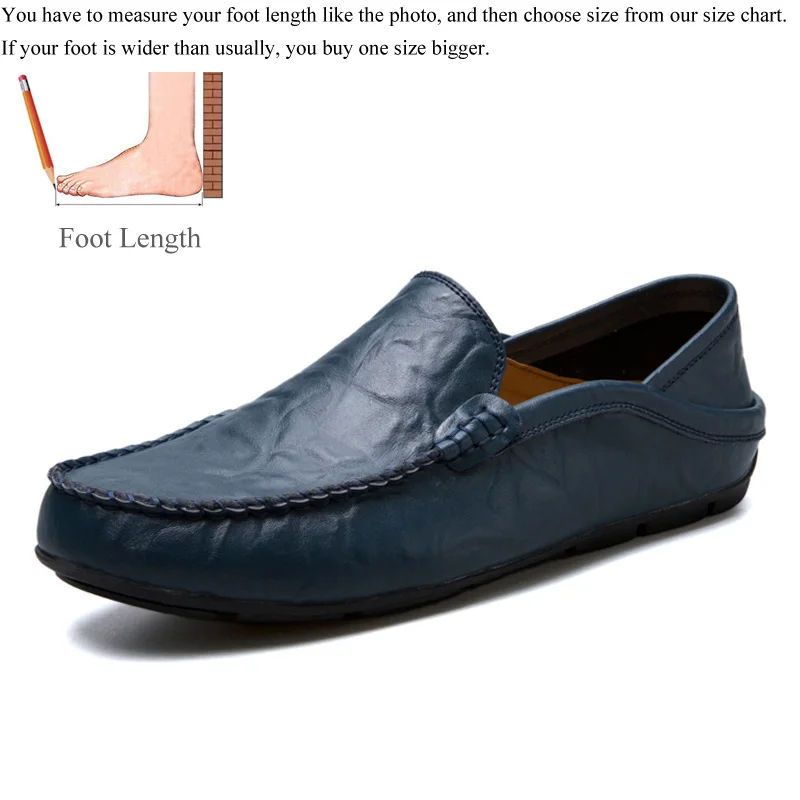 Blue Мужские лоферы; кожаная мужская повседневная обувь; zapatos de hombre mocasines; слипоны; цвет белый, черный; сезон весна-осень; buty meskie; большие размеры 46, 47 - Цвет: Blue