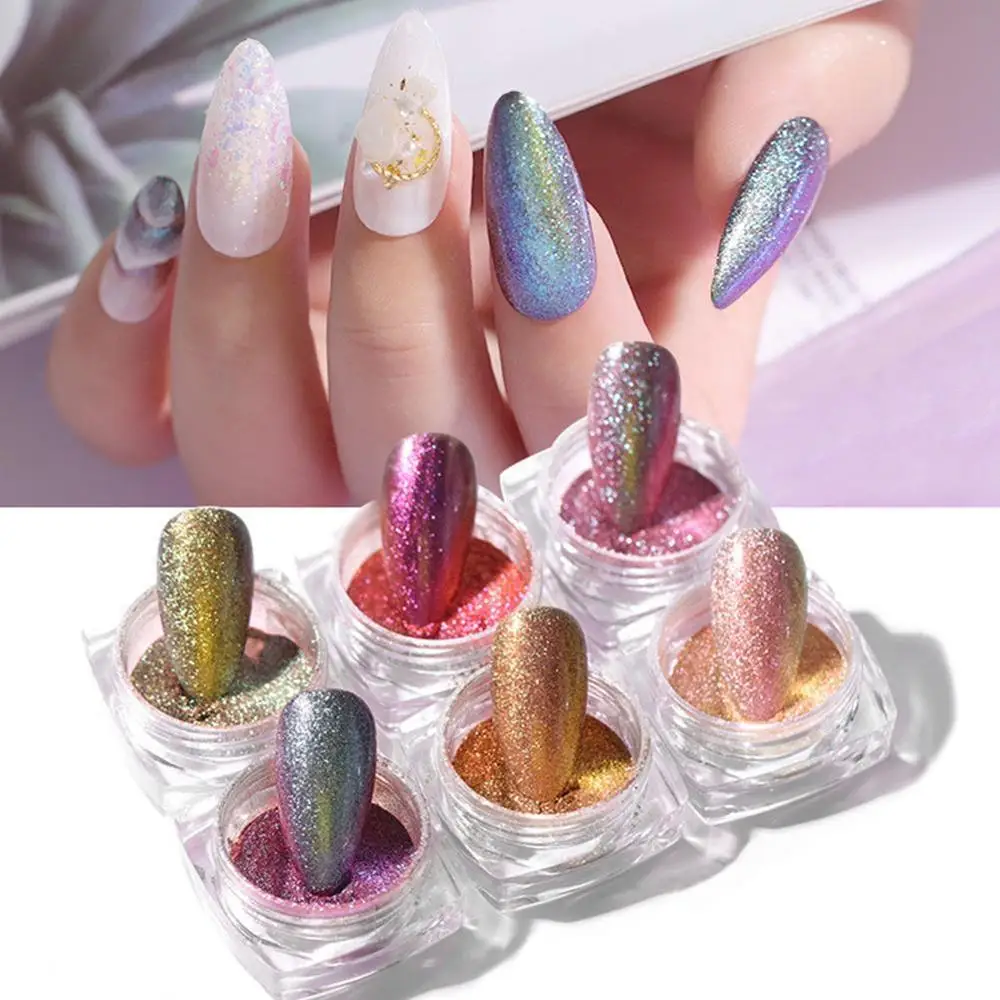 6 шт новый взрыв ногтей Блестящий цвет японский стиль наждачная бумага порошок