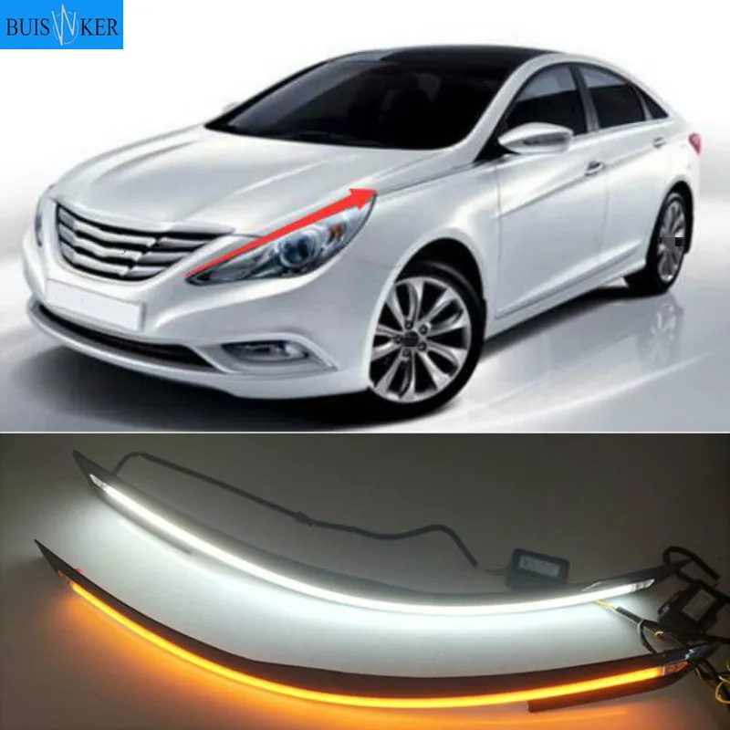 

Автомобильные светодиодные дневные ходовые огни, 1 пара, 12 В, для Hyundai I45 Sonata 2011 2012 2013 2014, дневные ходовые огни для вождения Sonata 8, противотуманные фары