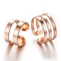 romantic couple rings simple style smooth opening design finger ring rose gold lovers wedding ring jewelry for men women gifts